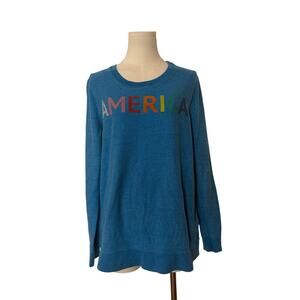 Chasor Blue AMERICA lightweight Sweatshirt Crewneck Poly blend - Large